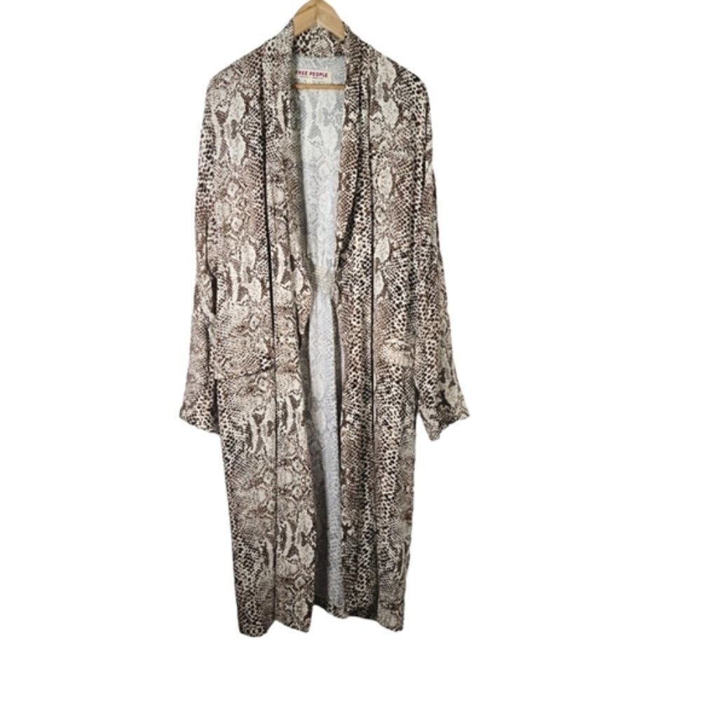 Free People Wild Nights Snake Print Duster Womens Full Length Kimono Jacket Sz M - Picture 4 of 16